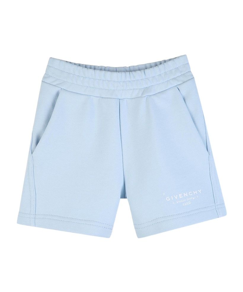 Givenchy Kids Logo Printed Elasticated Waistband Shorts In Blue