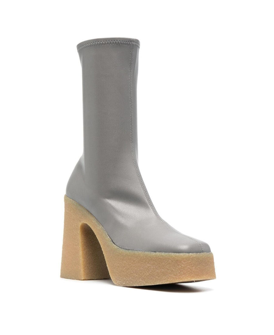 Stella Mccartney Skyla Platform Vegan-leather Ankle Boots In Gray