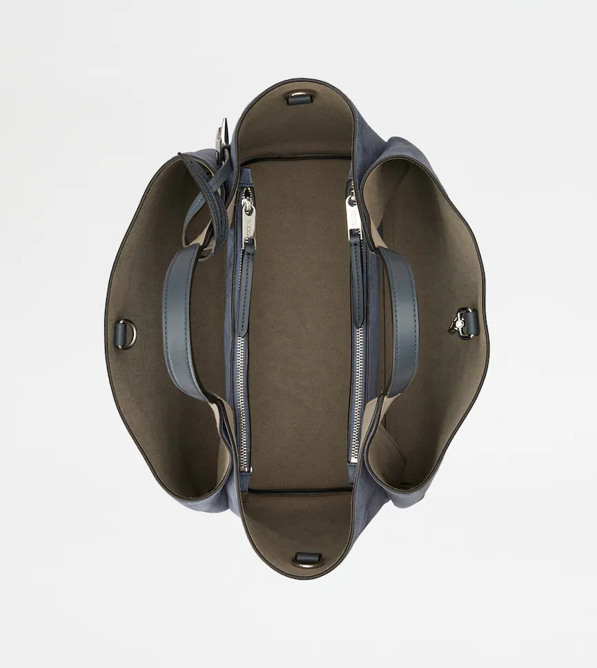 Tod's Mini Suede Leather Shoulder Bag In Gray