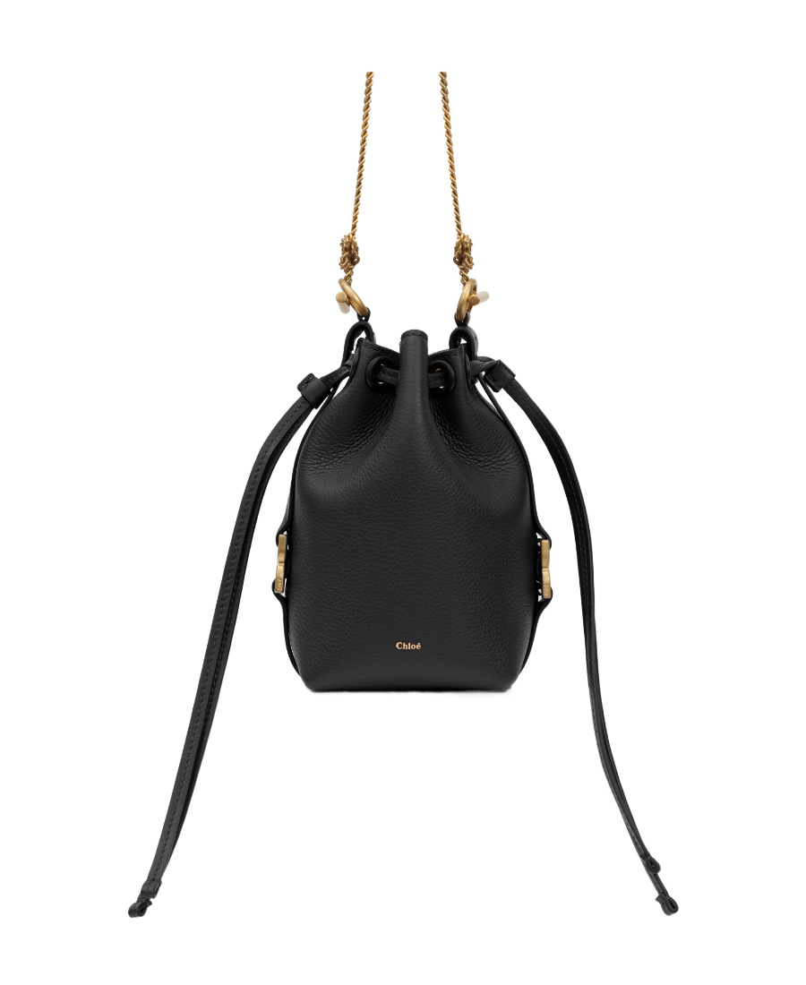 Chloé Micro Marcie Leather Bucket Bag In Black