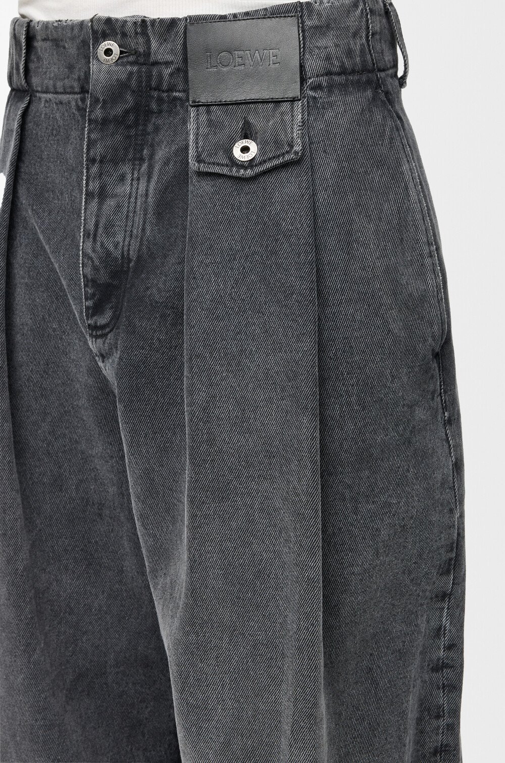 Loewe Embossed Leather-patch Jeans In Black