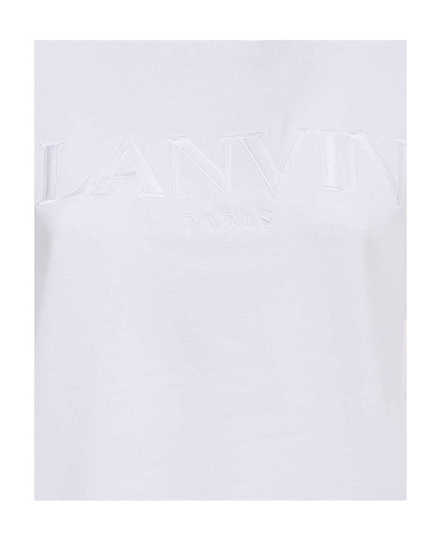 Lanvin Logo-embroidered Drawstring Hoodie In White