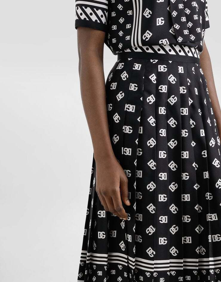 Dolce & Gabbana Monogram Midi Skirt In Black