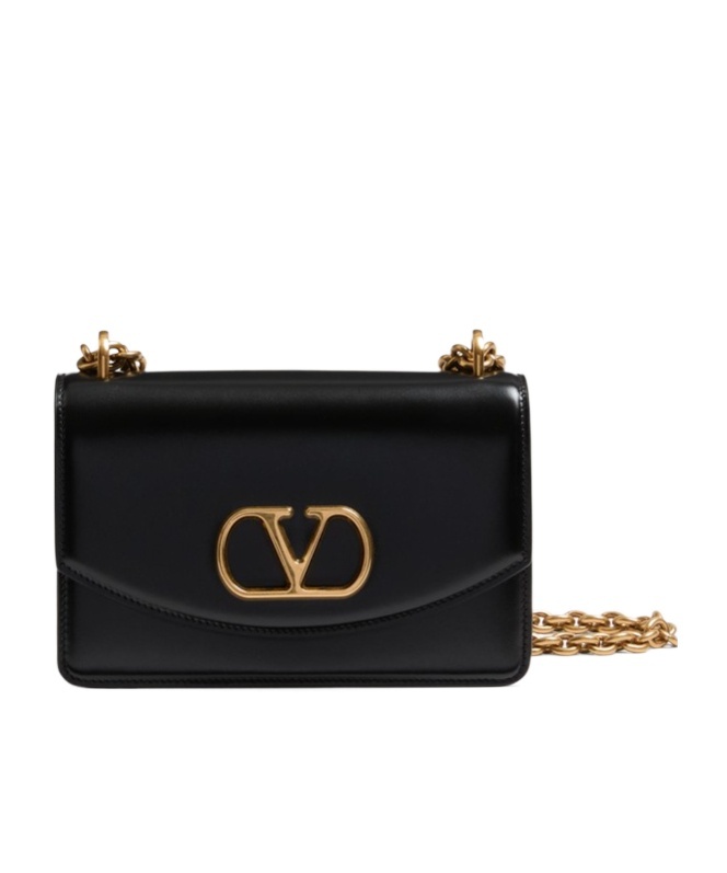 Valentino Garavani Garavani Vain Shoulder Bag In Shiny Calfskin Woman Black Uni In Black