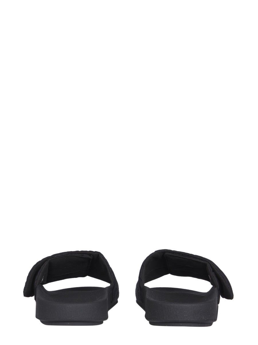 RICK OWENS DRKSHDW CANVAS TOUCH-STRAP PIPED SLIDES