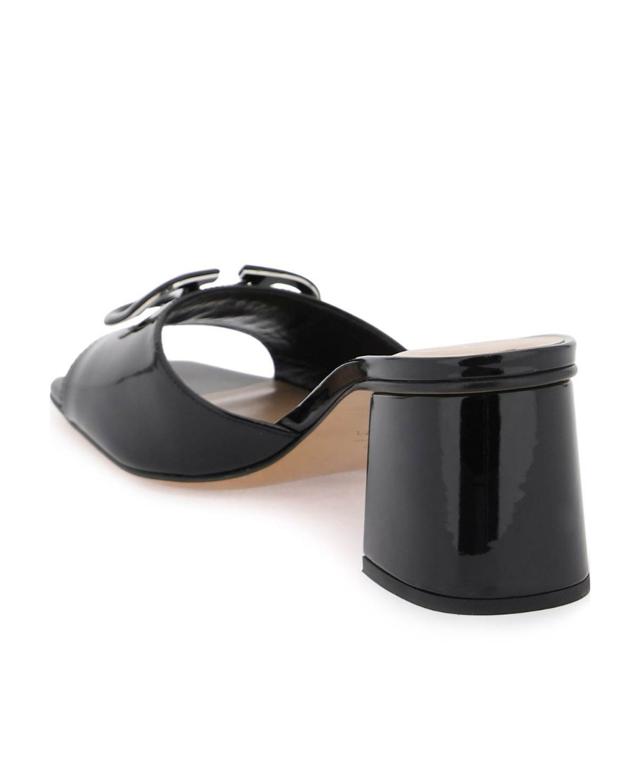 Valentino Vlogo Signature High-shine Leather Sandals In Black