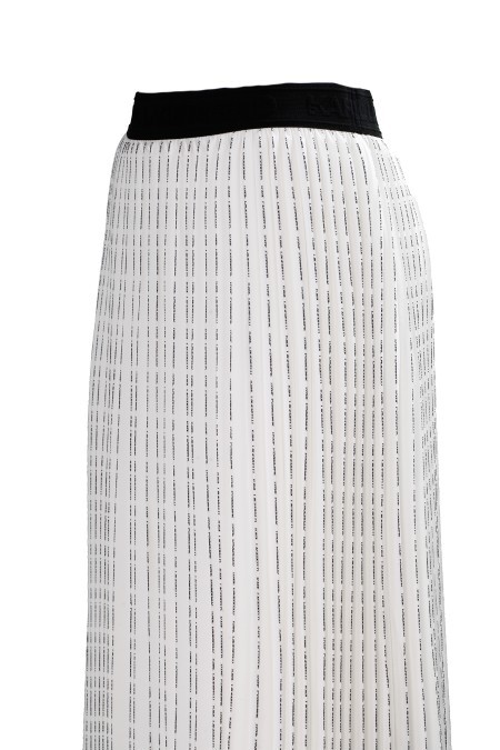 Shop Karl Lagerfeld Logo Print Pleated Skirt In White