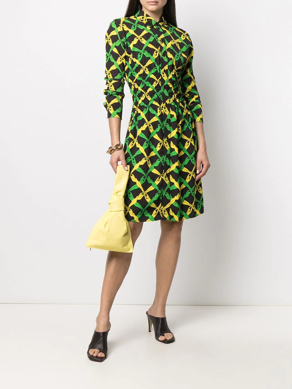 Bottega Veneta Fantasia Print Shirt Dress In Black