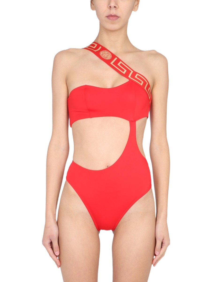VERSACE GRECA KEY CUT-OUT SWIMSUIT