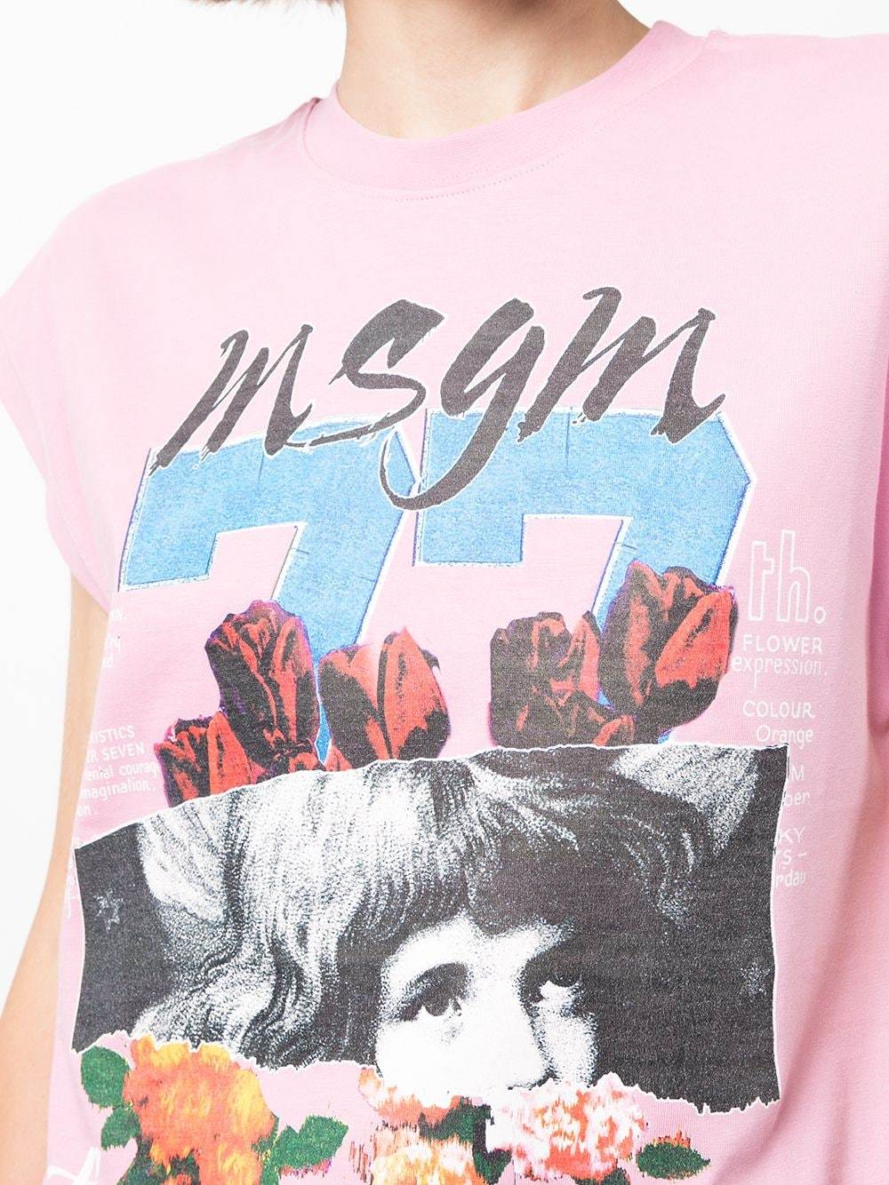 Msgm Pattern Printed T-shirt In Pink