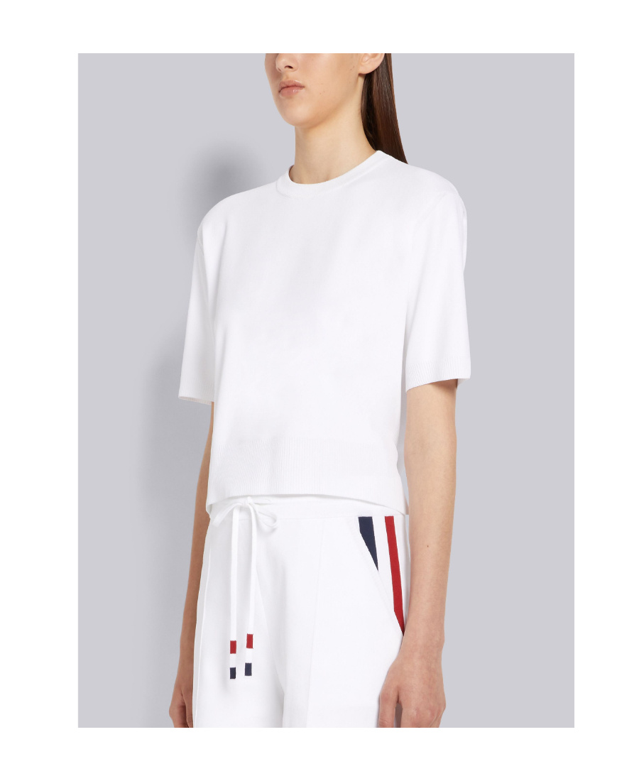 Thom Browne Rwb Intarsia-knit Top In White