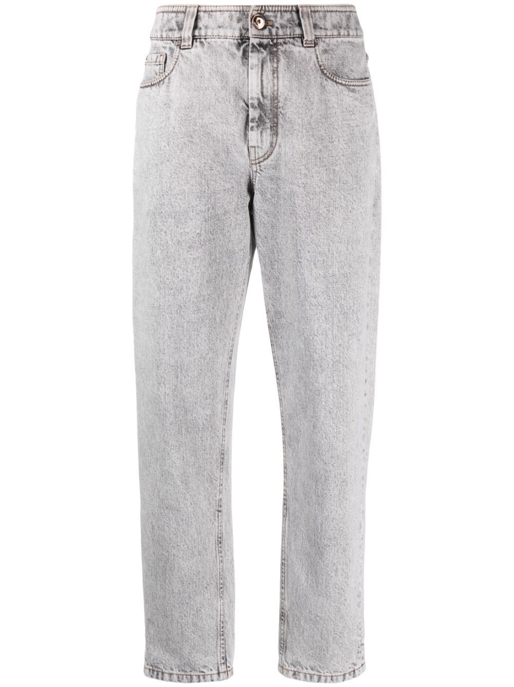 Brunello Cucinelli Straight-leg Mid-rise Jeans In Gray