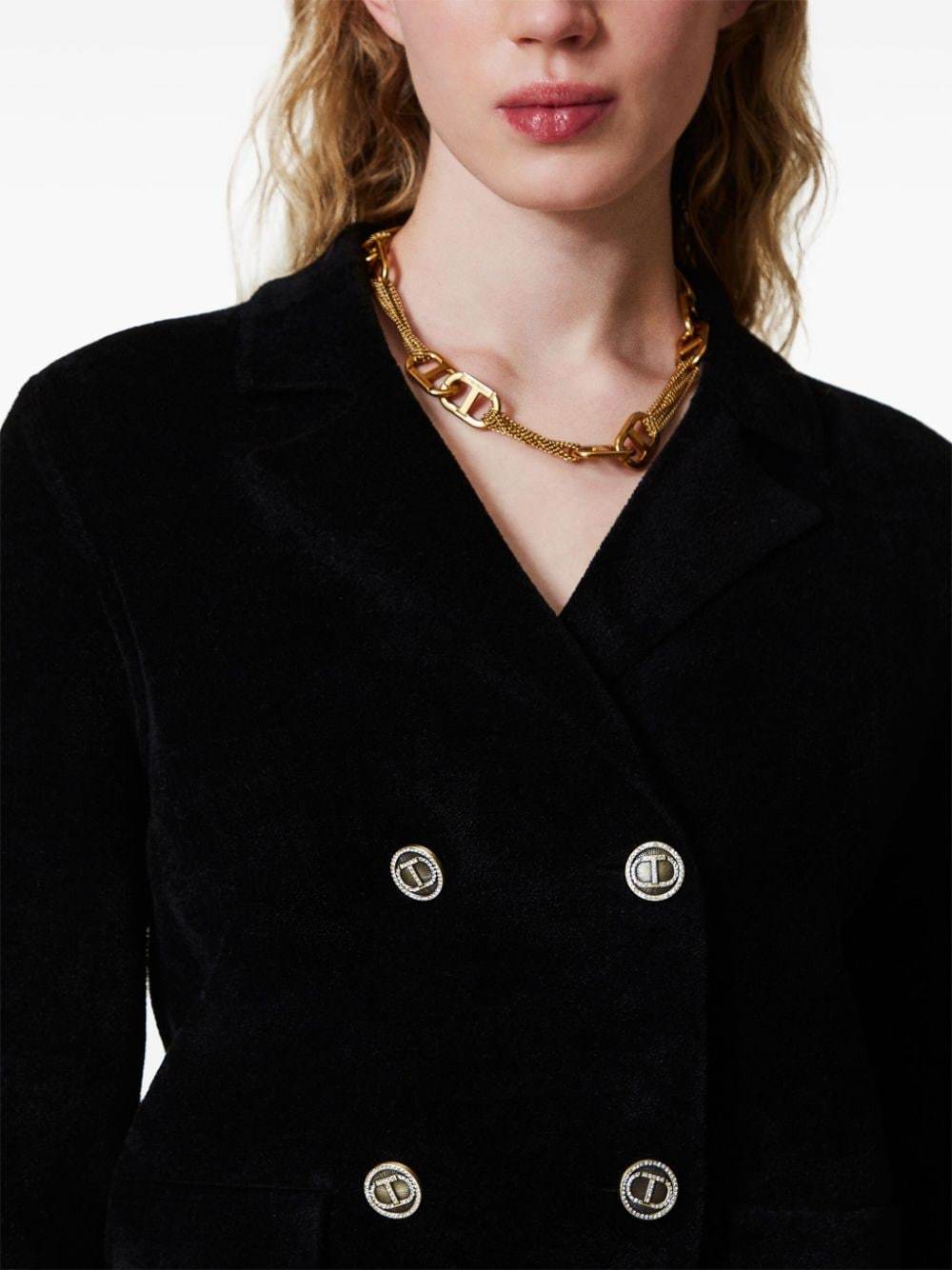 Shop Twinset Knitted Double-breasted Blazer