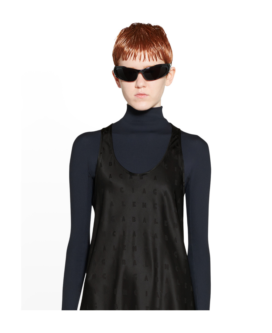 Balenciaga Logo-print Racerback Gown In Black