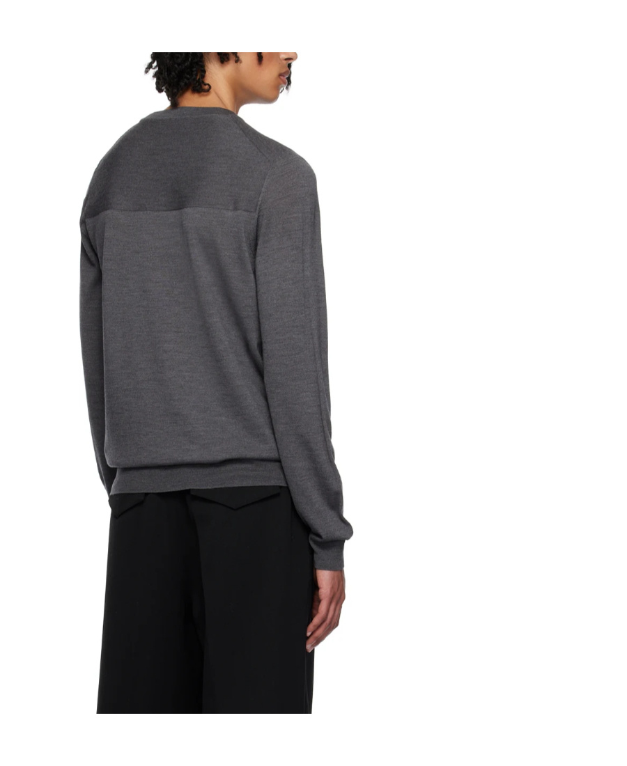 Jil Sander Rib Round Neck Sweater In Black