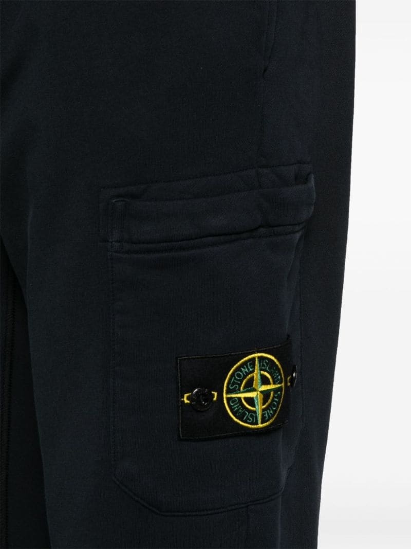 Stone Island Shearling And Suede Cargo Trousers In Blue
