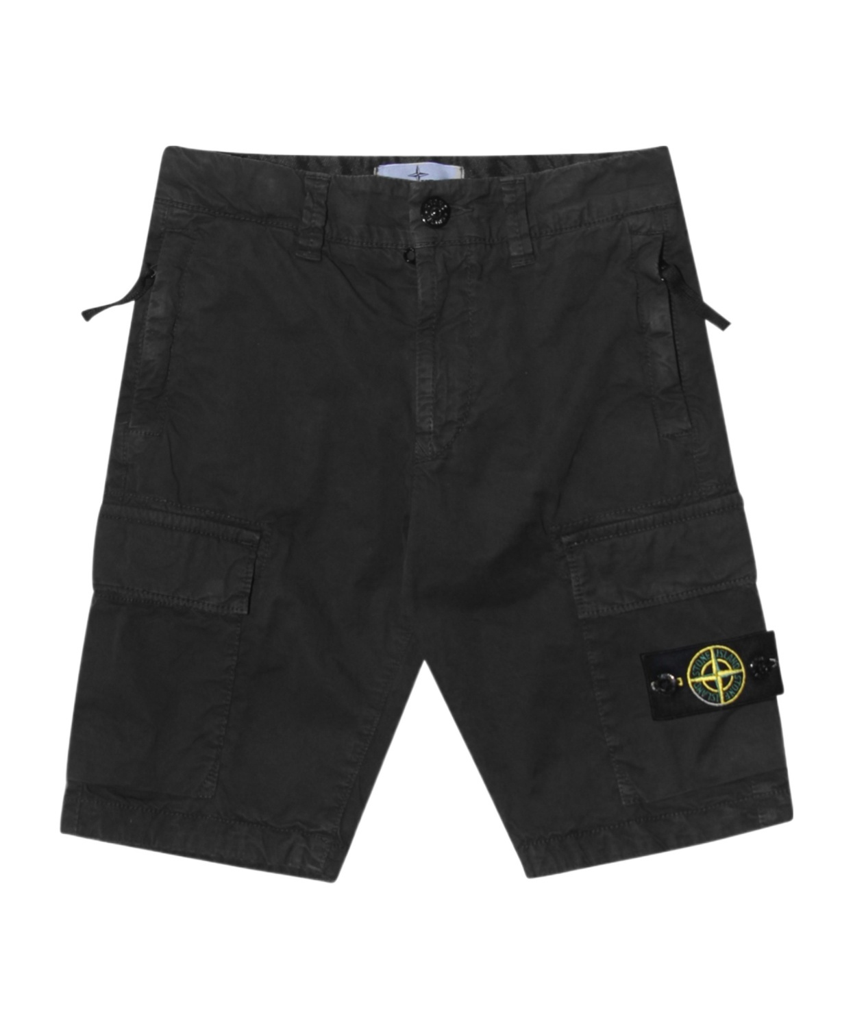Stone Island Regular Fit Cargo Bermuda Shorts With Zip Pockets In Black