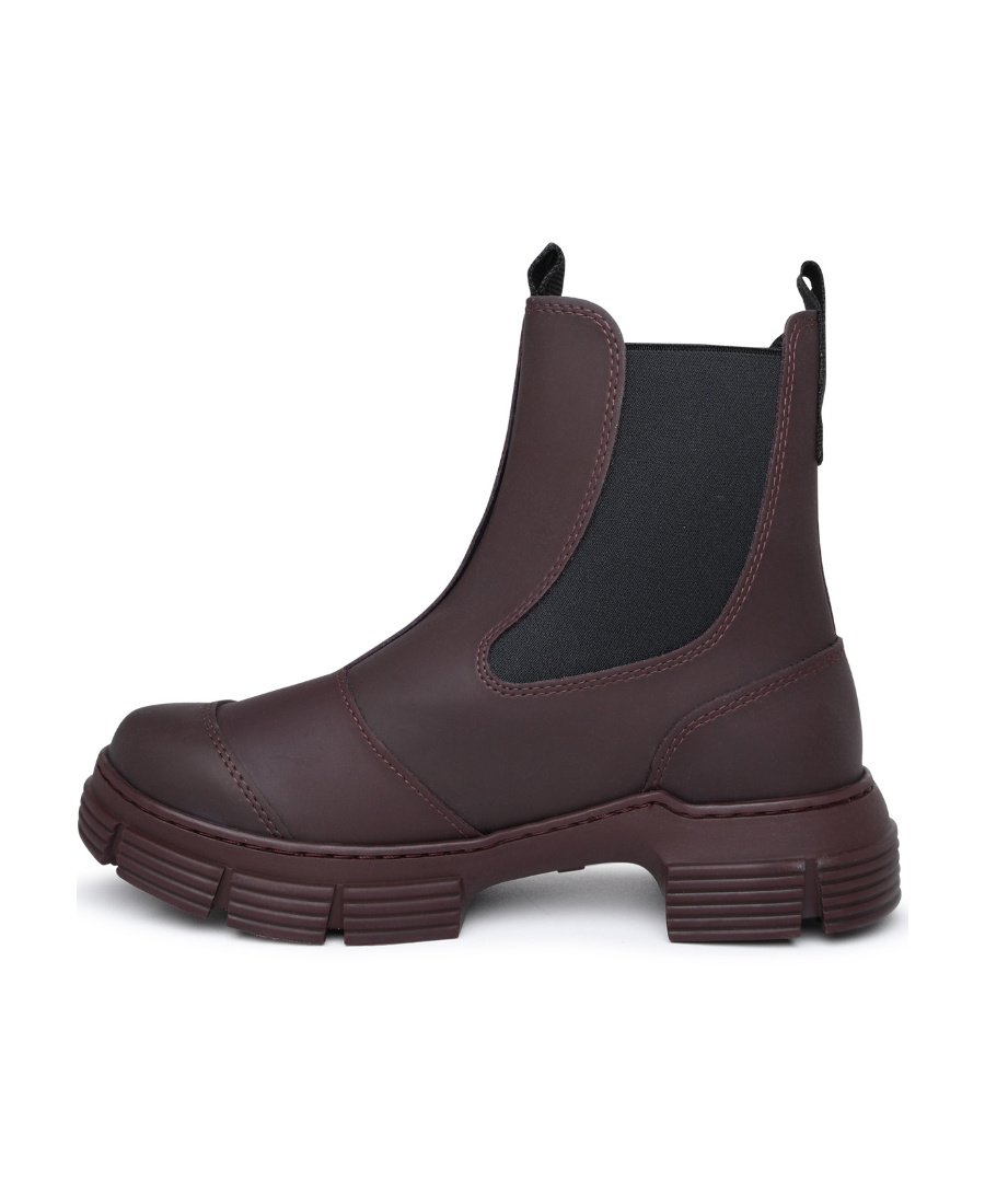 Ganni Recycled Rubber Heeled City Boot In Black