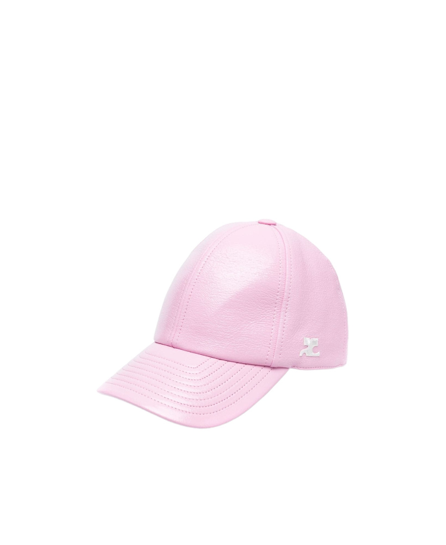 Shop Courrèges Logo-embroidered Grained-texture Cap In Pink