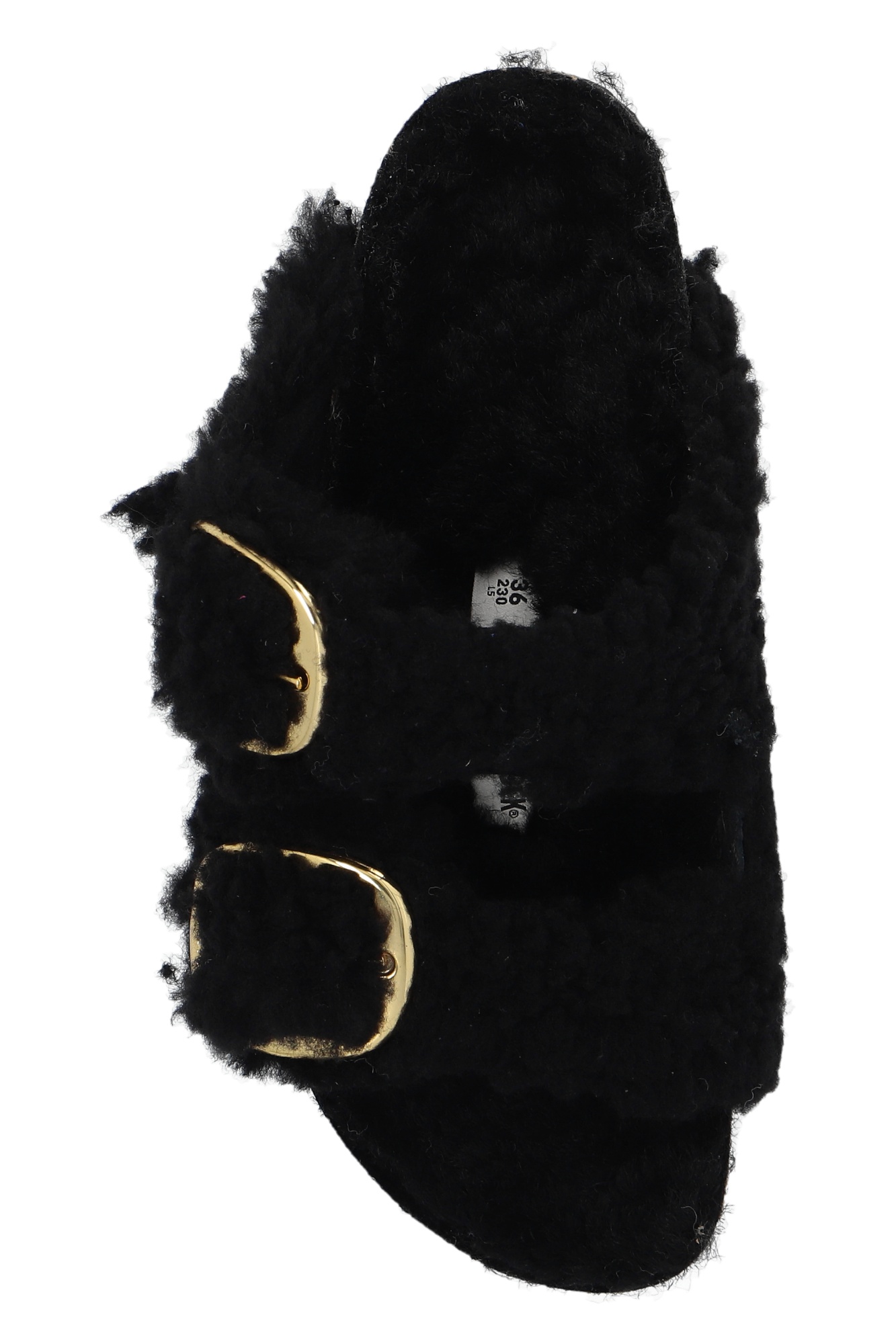 Shop Birkenstock Arizona Big Buckle Shearling Slides In Black