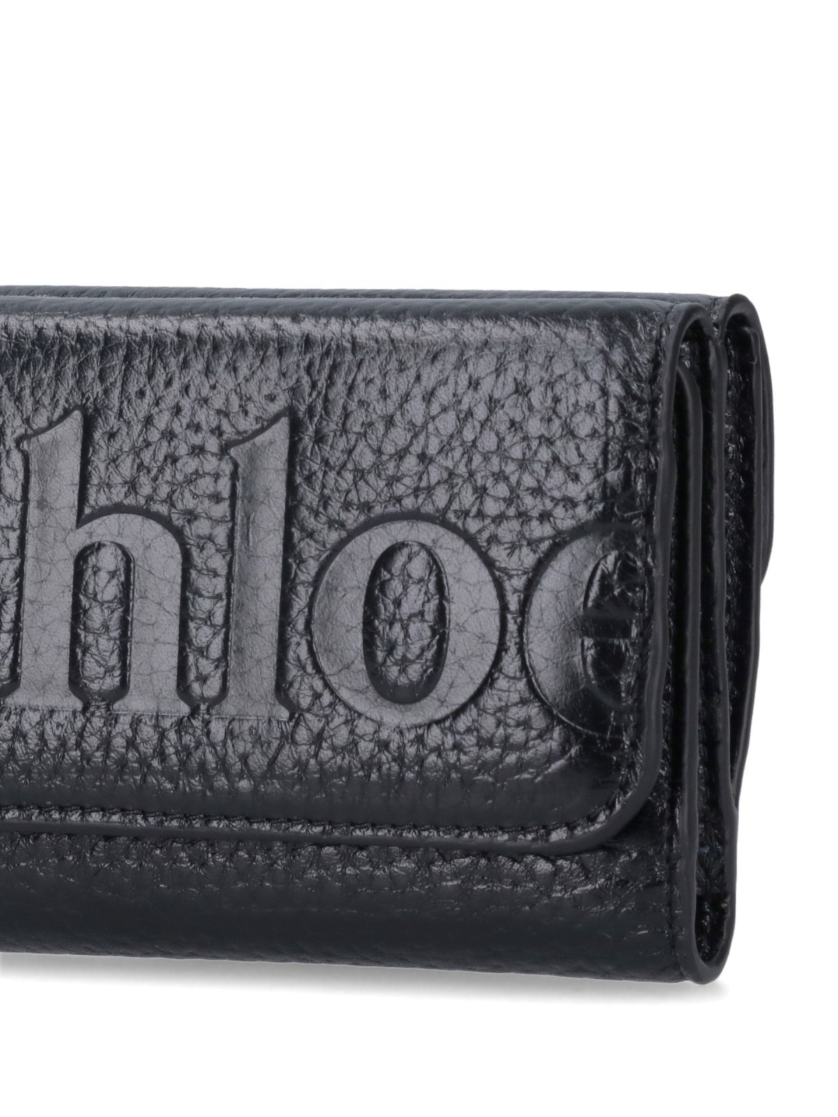 Chloé Logo Embossed Cardholder Wallets In Black