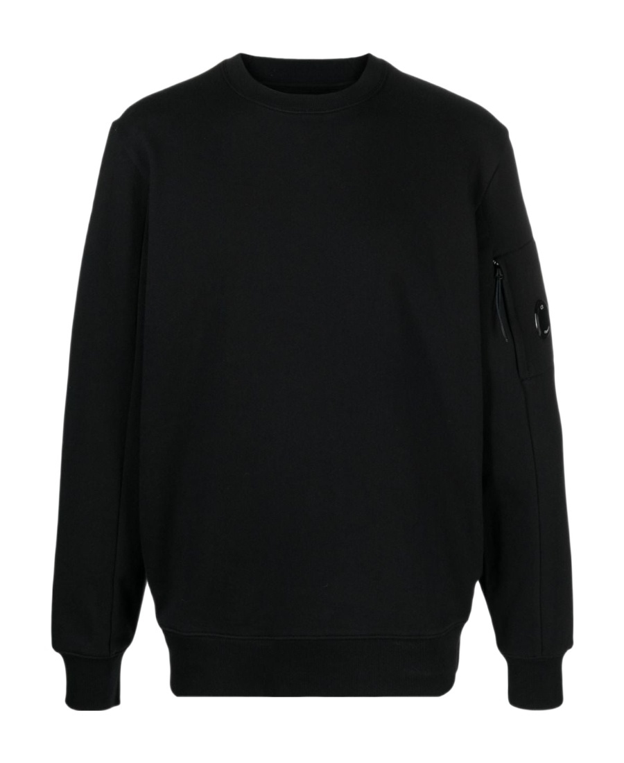 C.p. Company Lens-detailed Cotton Sweatshirt In Black