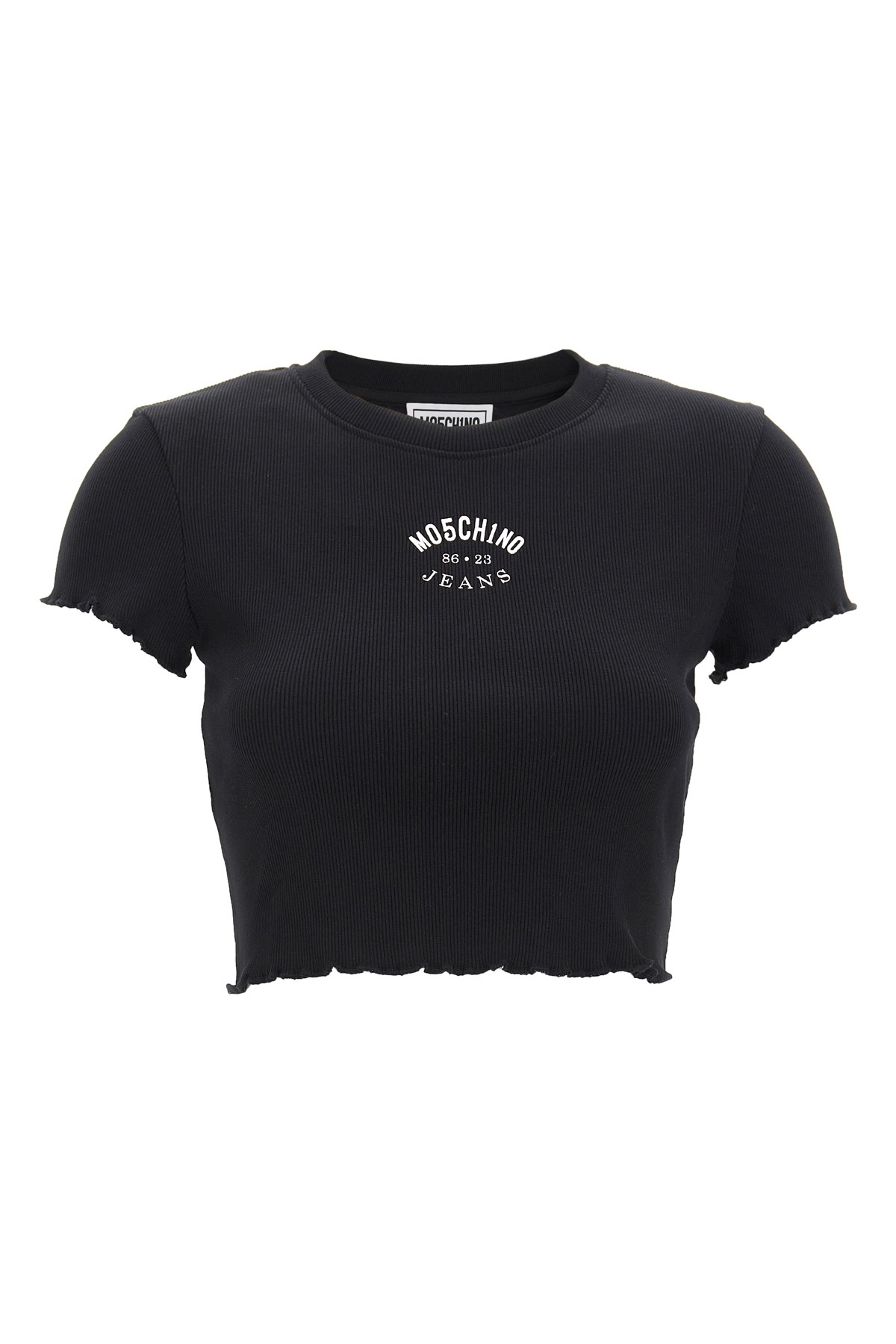 Moschino Open-necked Black Shirt In Black