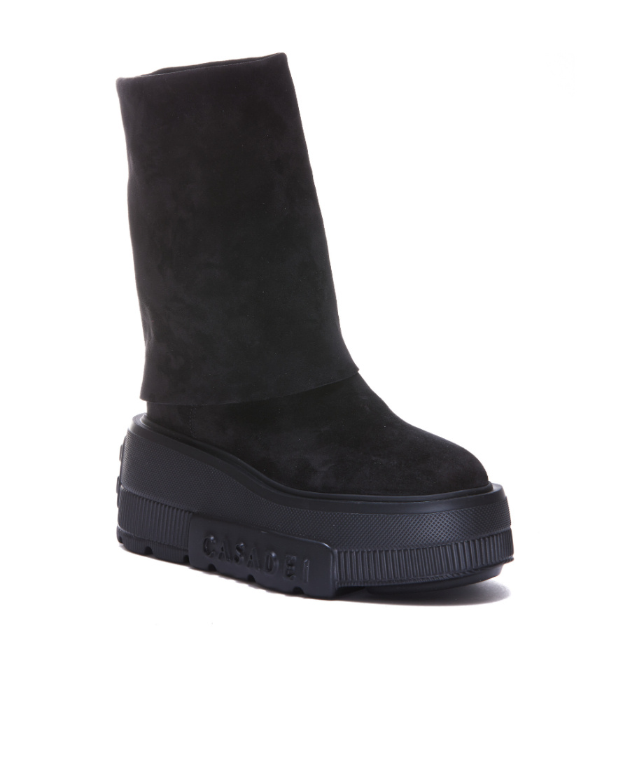 Casadei Nexus Folded Platform Boots In Black
