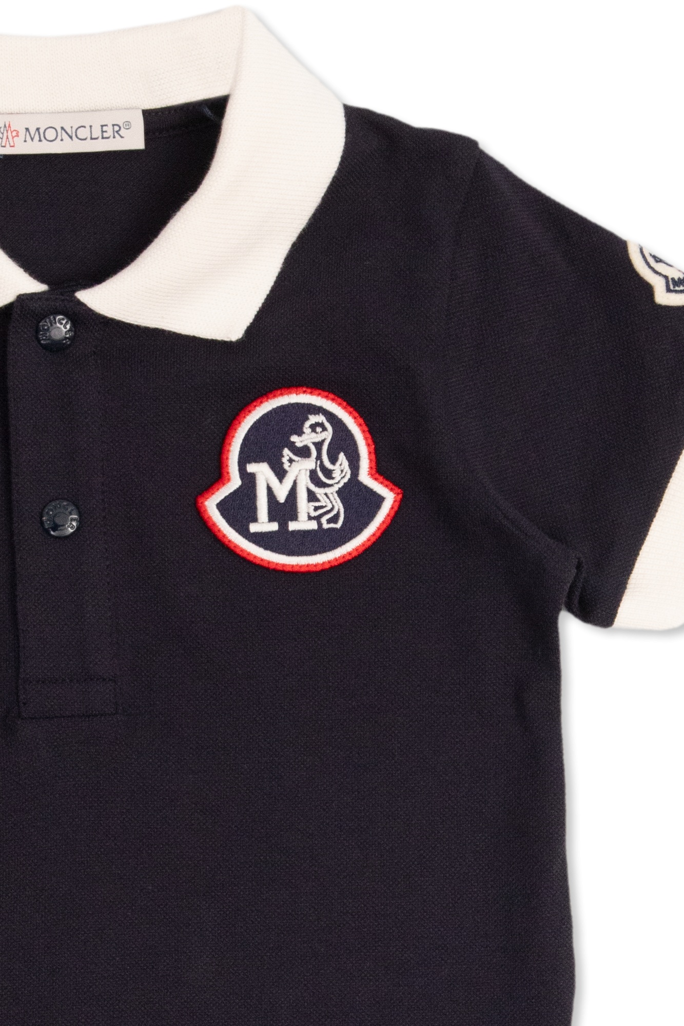 Moncler Logo-patch Piqué-weave Polo Shirt In Black
