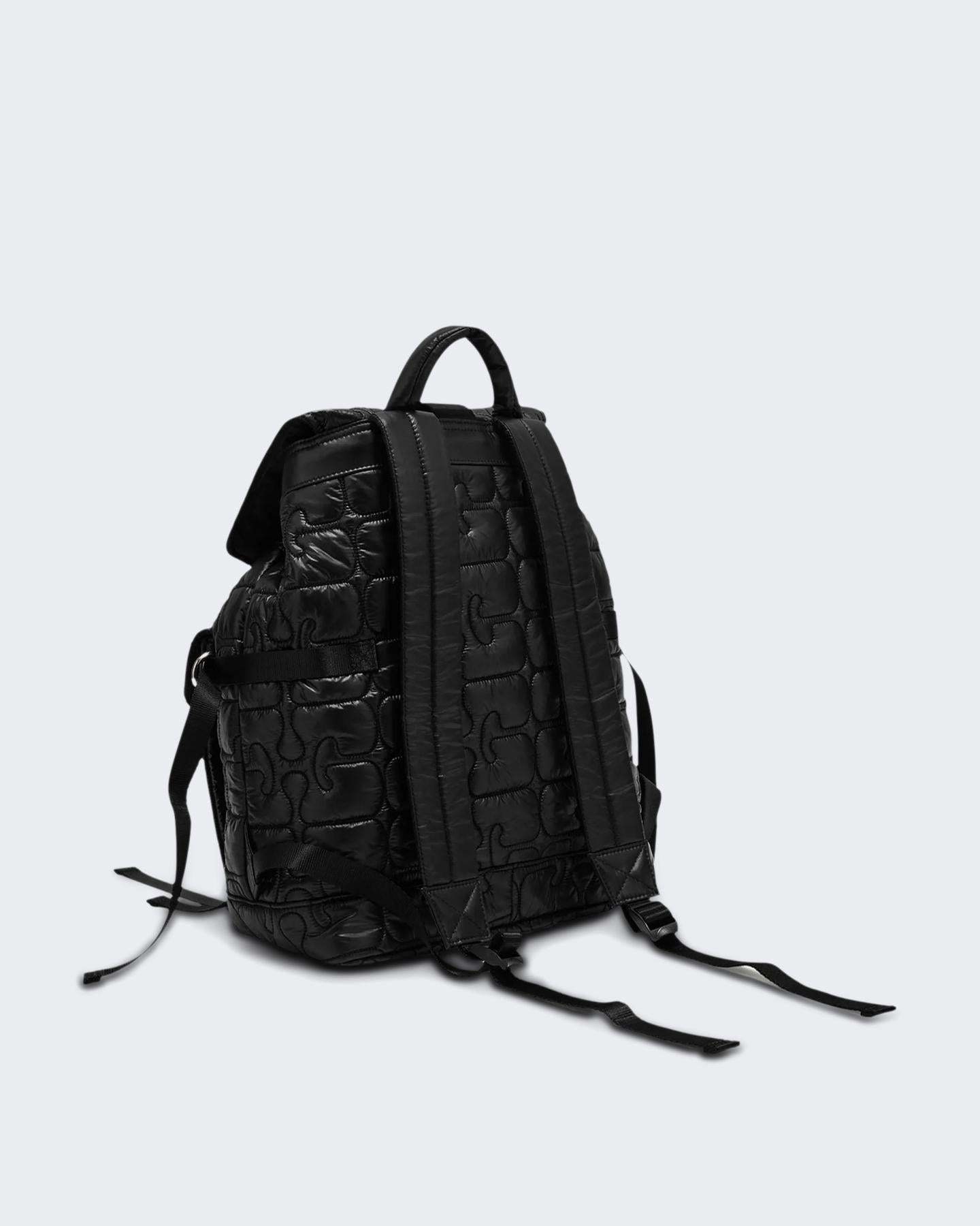 Ganni Quilted Backpack In Black
