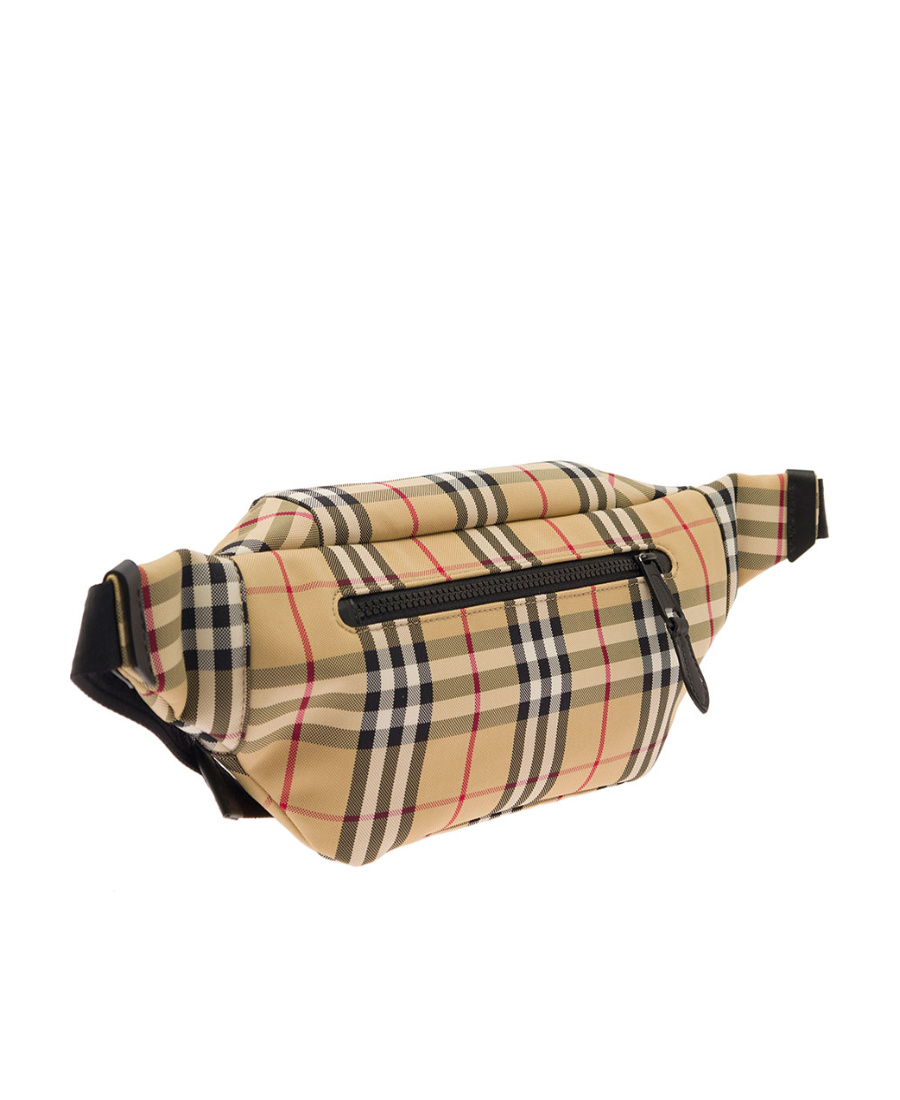 Burberry Logo-patch Checked Belt Bag In Brown