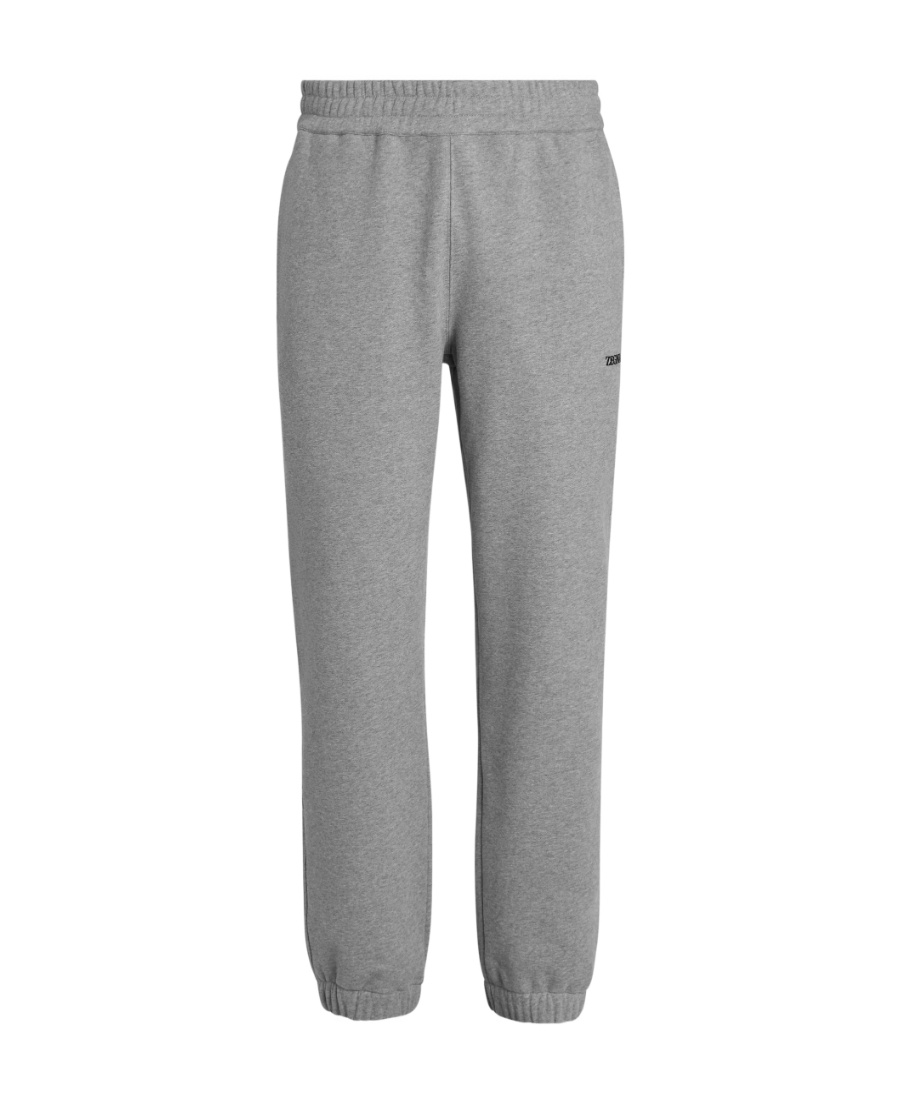 Shop Zegna Logo-print Cotton Track Pants In Gray