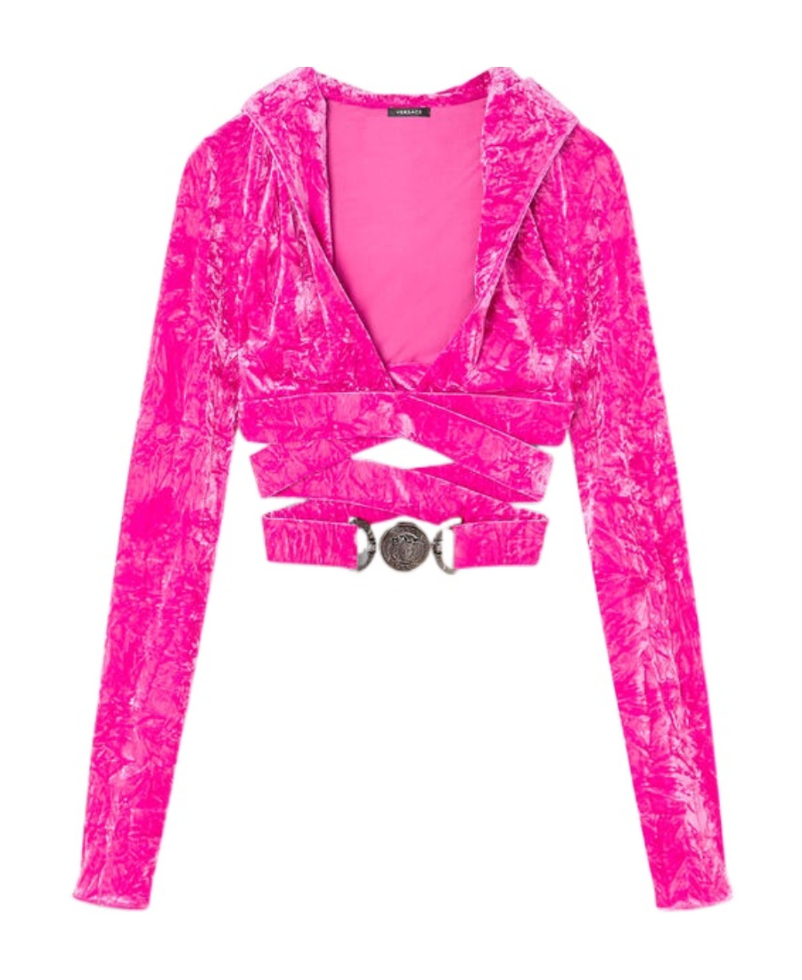 Versace Texturized Velvet Medusa Biggie Sweatshirt In Pink