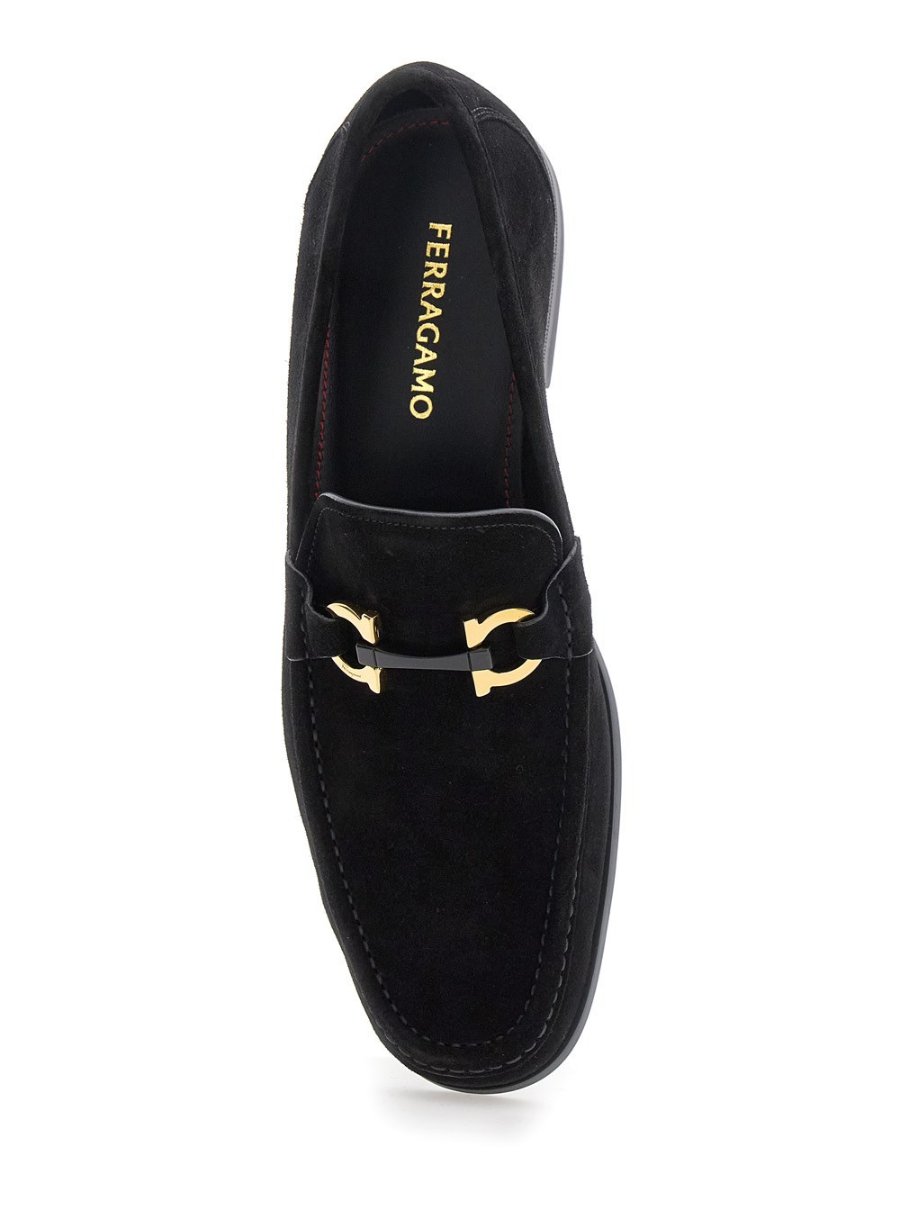Ferragamo Black Gancini Ornament Loafers In Black