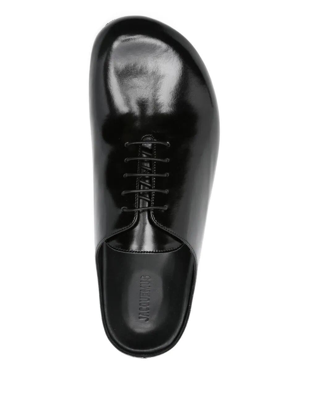 Jacquemus Round Toe Open Back Flat Sole Slippers In Black