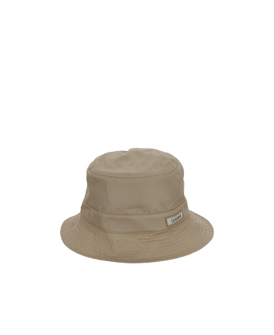 Ganni Logo-patch Bucket Hat In Brown