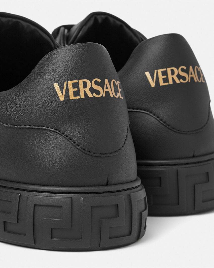 Versace Studded Greca Low-top Sneakers In Black