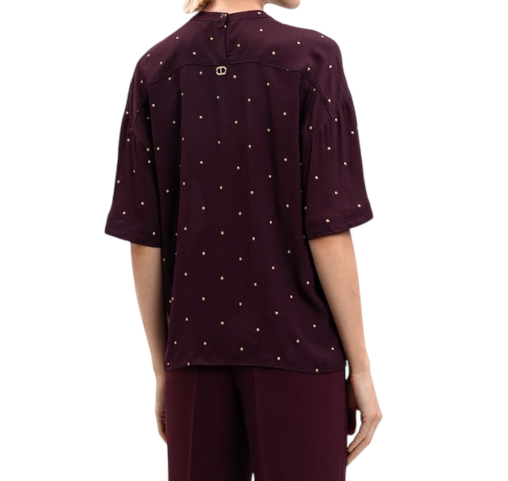 Twinset Loose-fitting Top With High Neckline In Brown