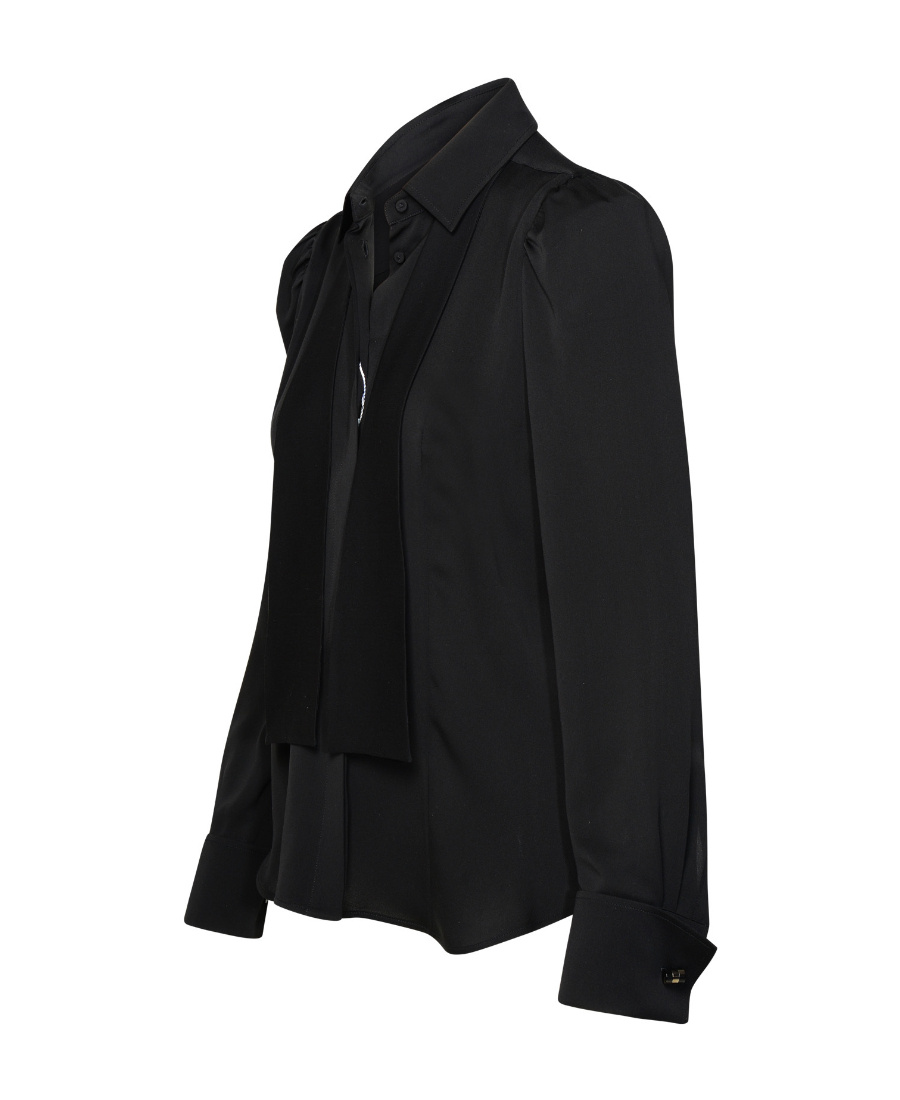 Max Mara Button Detailed Long-sleeved Blouse In Black