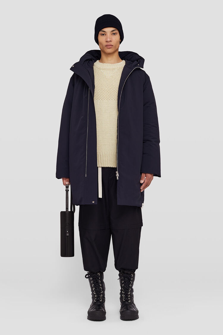 Jil Sander Zipper Long Style Down Jacket In Black