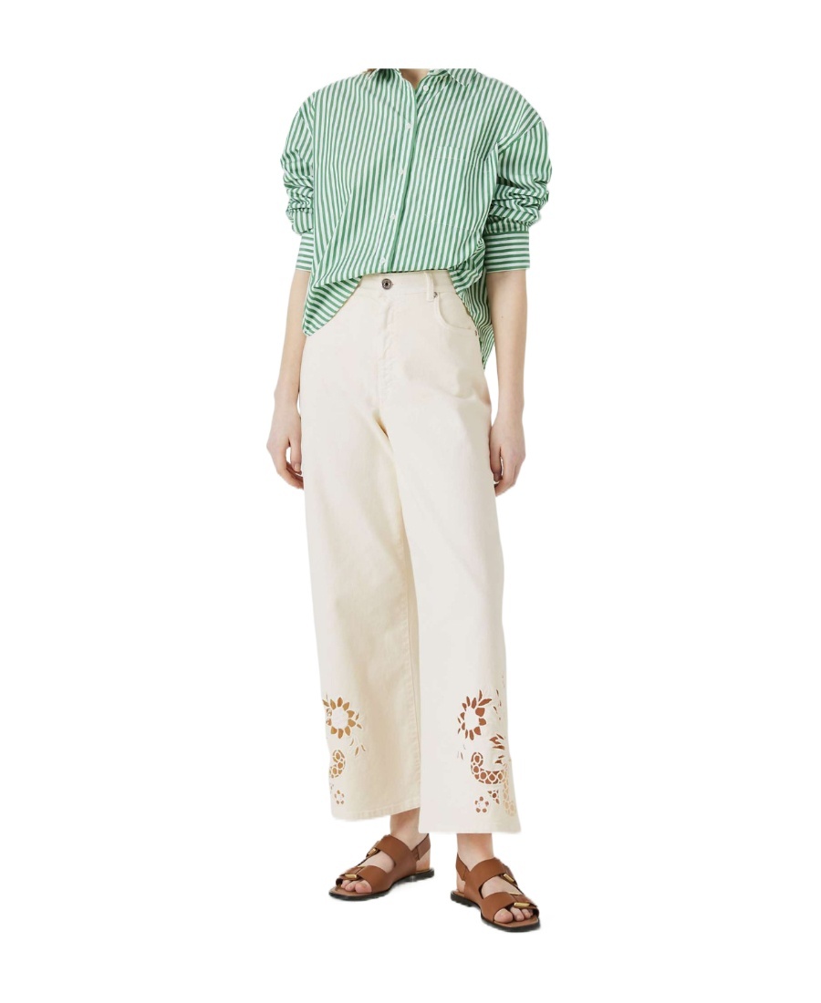 Weekend Max Mara Wool Canvas Wide-leg Pants In White