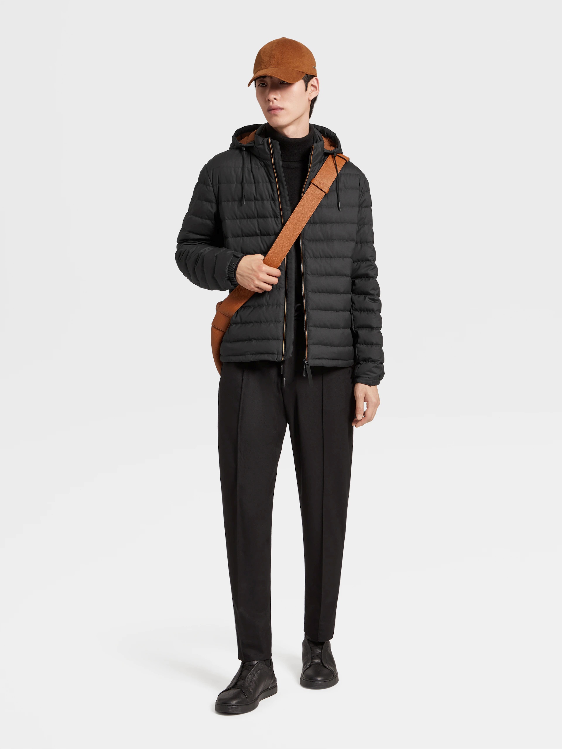 Zegna Hooded Padded Jacket In Black