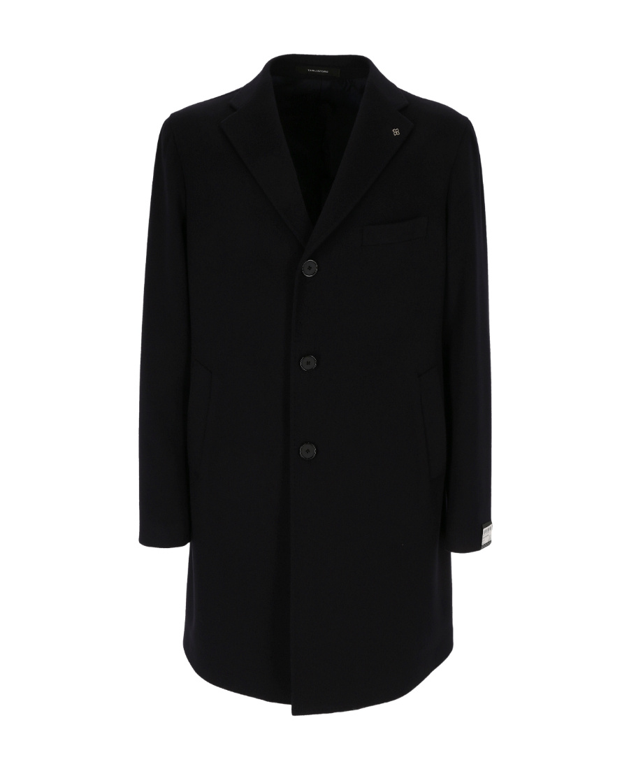 Tagliatore Single-breasted Cut-off Coat With Cashmere Blend In Black