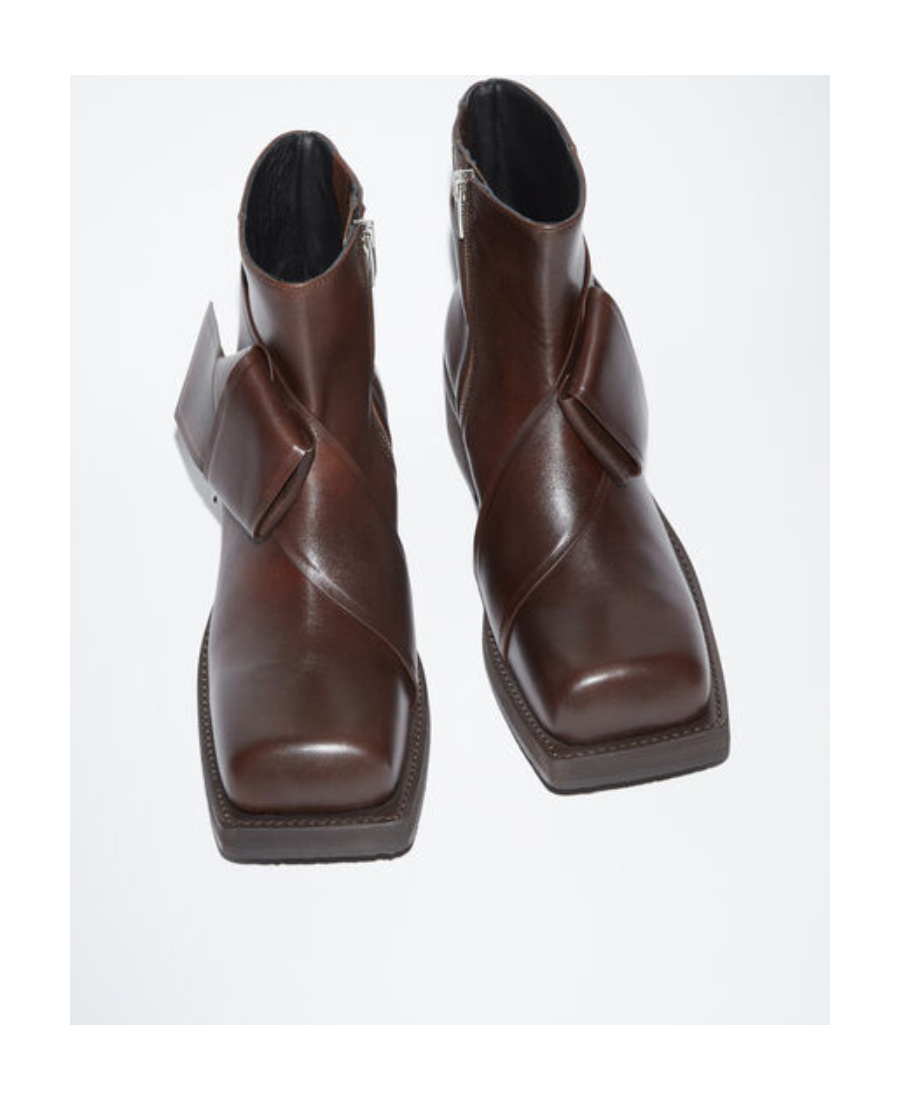 Acne Studios Musubi Knot Square Toe Bootie In Brown