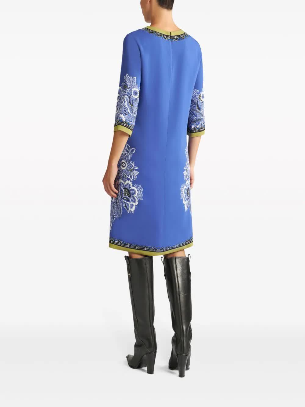 Etro Blue Multicolour Viscose Blend Dress In Blue