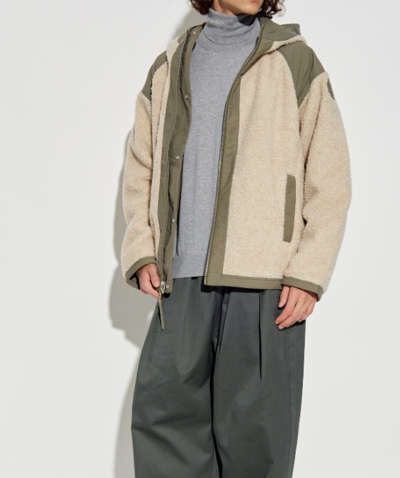 Canada Goose Hooded Shearling Effect Jacket With Contrast Panels In Neutral