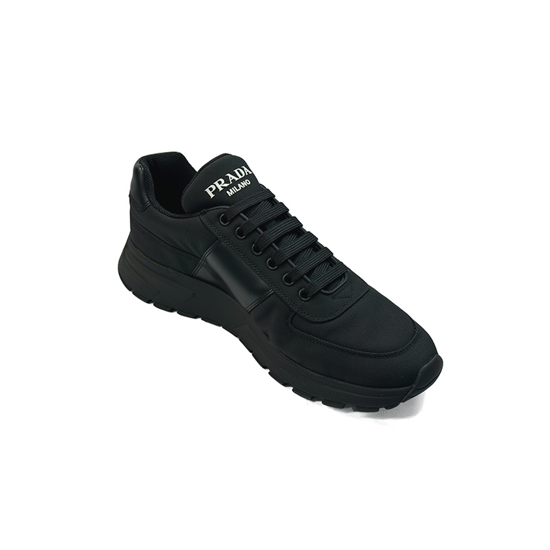 Prada Round-toe Sneakers In Black