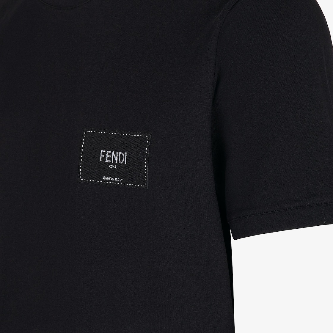 Fendi Embroidered Logo-patch Cotton T-shirt In Black