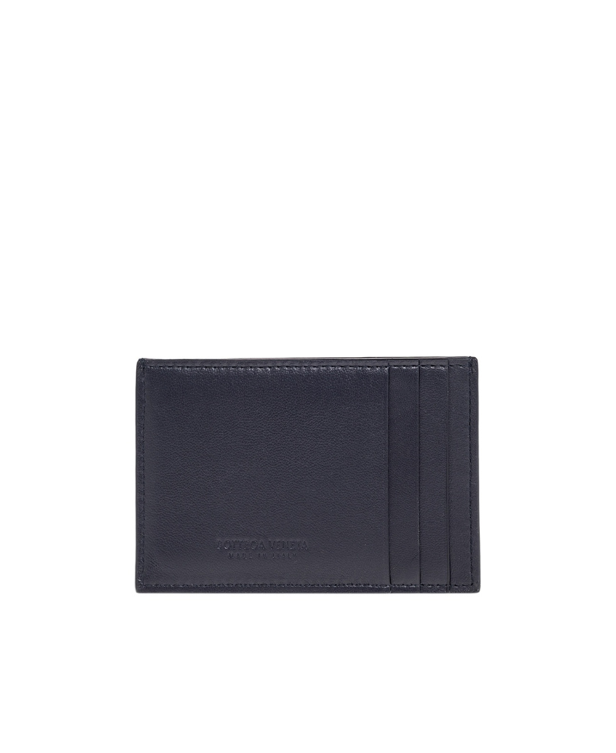 Bottega Veneta Rectangular Design Leather Card Holder In Black