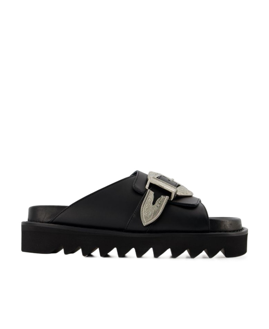 TOGA TOGA WESTERN-STYLE BUCKLE DETAILED SLIP-ON SANDALS 